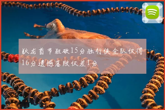 狄龙首节狂砍15分独行侠全队仅得16分遗憾落败仅差1分